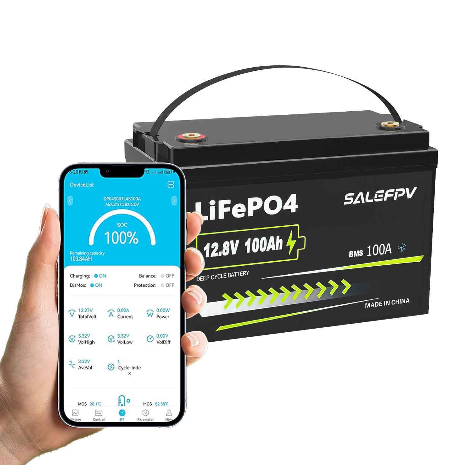 12V 100Ah LiFePO4 Battery, 1280Wh Group 31 Bluetooth Lithium Battery(Fast Delivery,US Stock)
