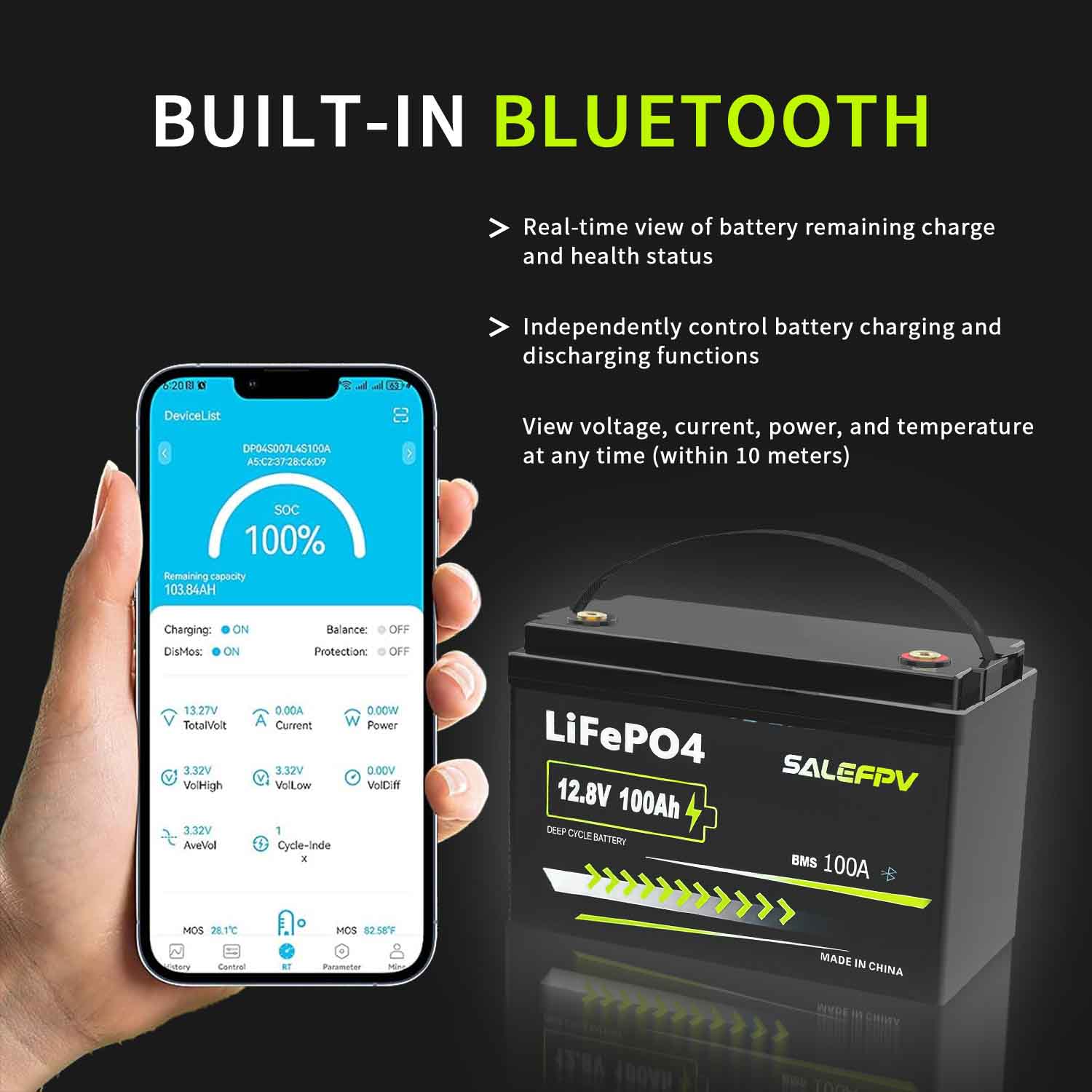 12V 100Ah LiFePO4 Battery, 1280Wh Group 31 Bluetooth Lithium Battery(Fast Delivery,US Stock) - Image 4